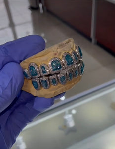 Blue Opal Diamond Grillz